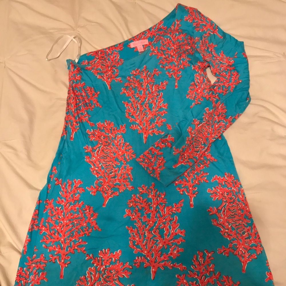 ‼️Lilly Pulitzer Coral One Shoulder Dress‼️ - Picture 1 of 1